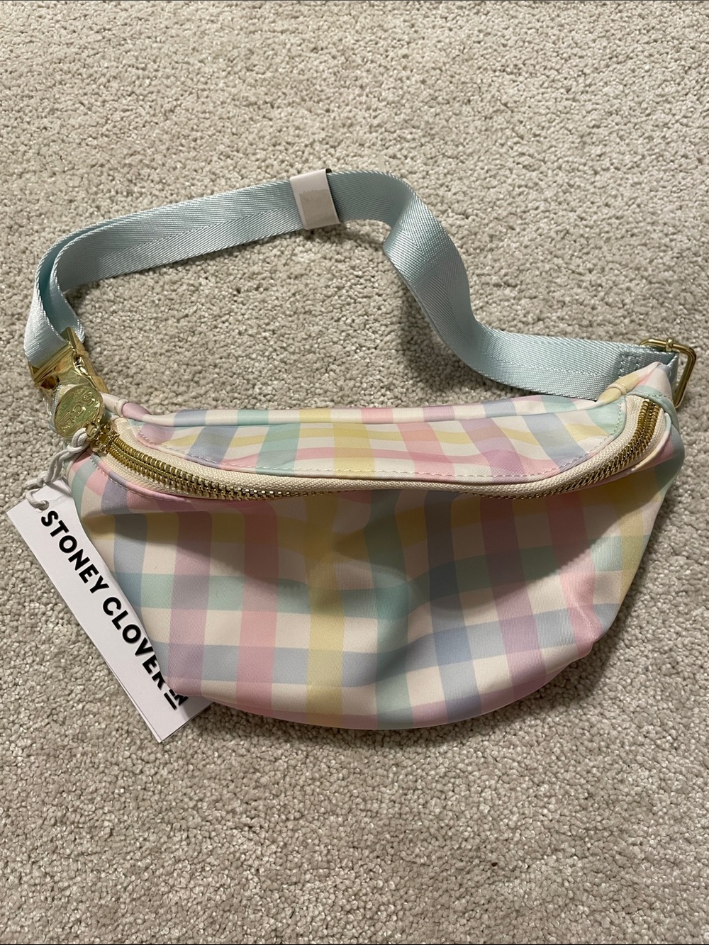 Stoney Clover Lane Rainbow Pastel Gingham Fanny Pack Standard Size NWT